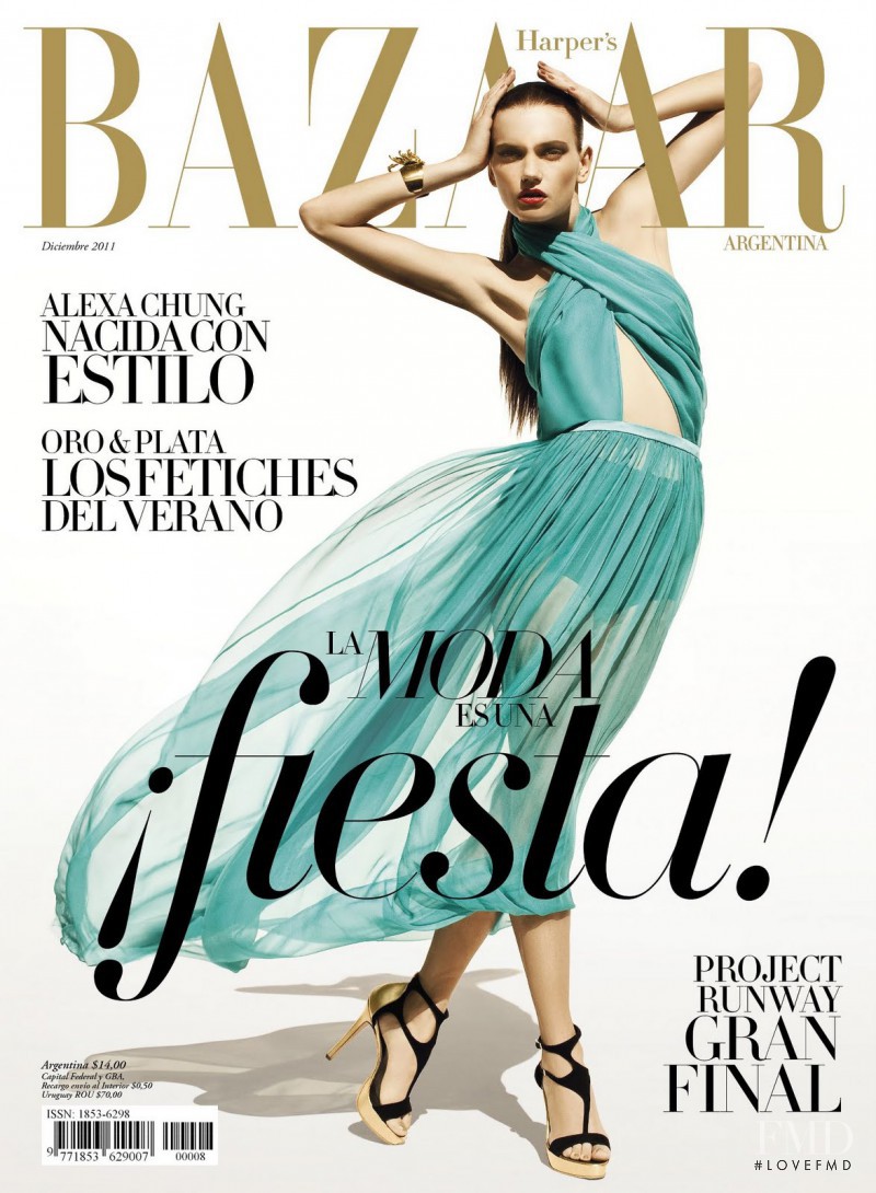 Lyoka Tyagnereva featured on the Harper\'s Bazaar Argentina cover from December 2011