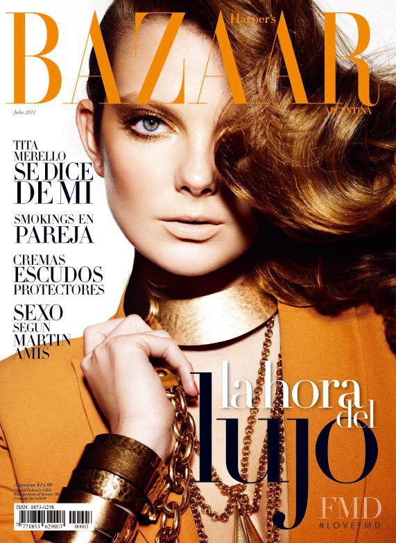 Eniko Mihalik featured on the Harper\'s Bazaar Argentina cover from July 2011