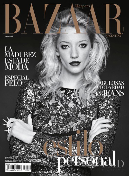 Milagros Schmoll featured on the Harper\'s Bazaar Argentina cover from June 2011