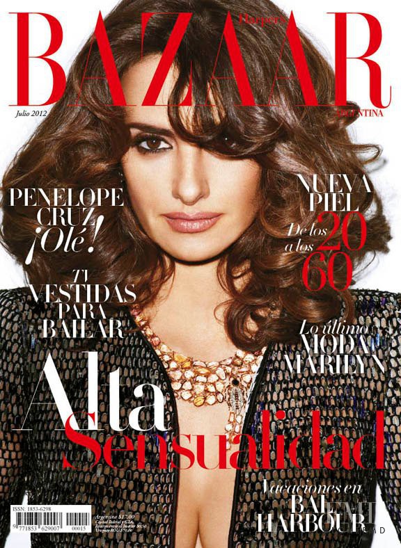 Penélope Cruz featured on the Harper\'s Bazaar Argentina cover from July 2012