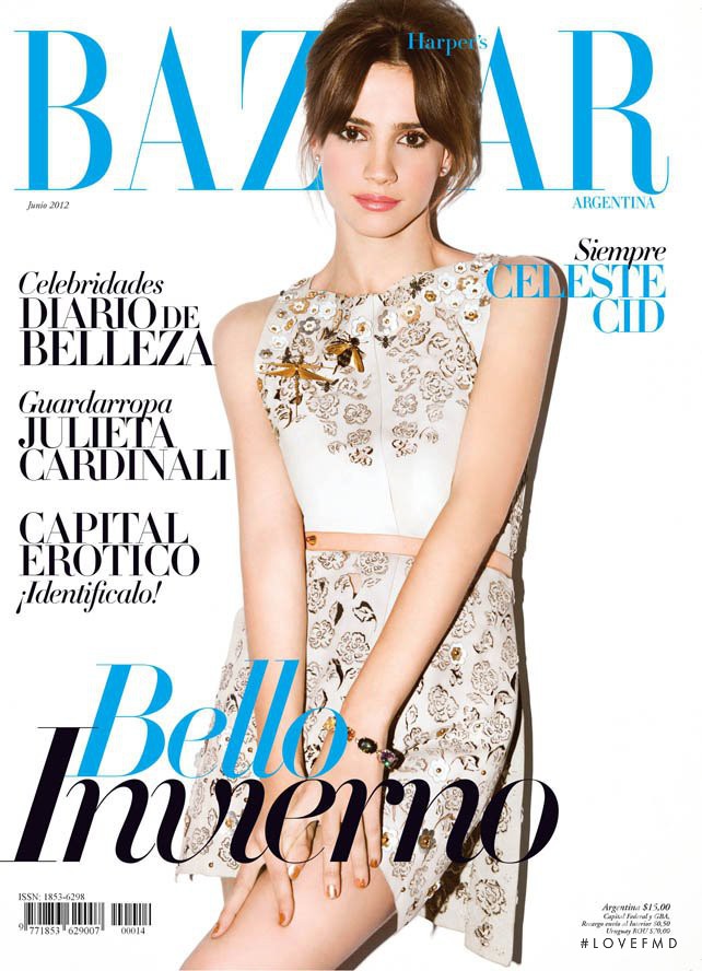 Celeste Cid featured on the Harper\'s Bazaar Argentina cover from June 2012