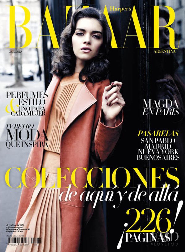 Magda Laguinge featured on the Harper\'s Bazaar Argentina cover from March 2012