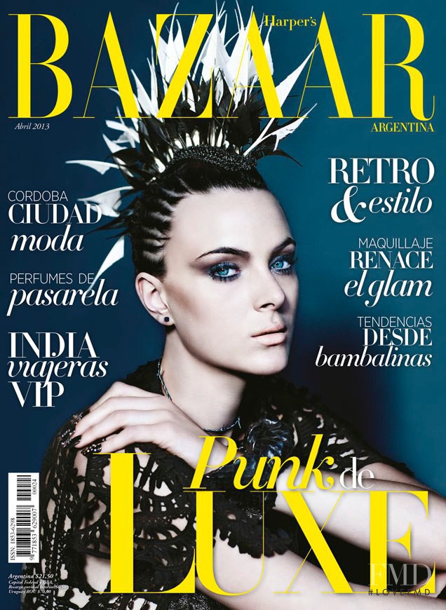 Camila Castares featured on the Harper\'s Bazaar Argentina cover from April 2013