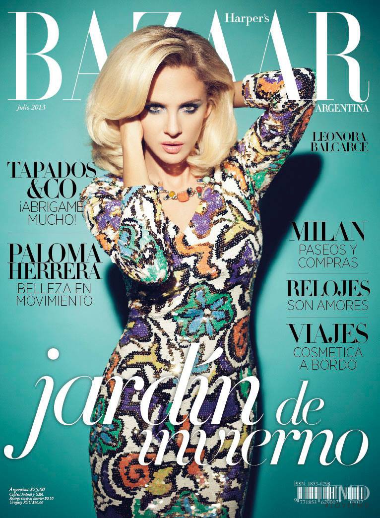 Leonora Balcarce featured on the Harper\'s Bazaar Argentina cover from July 2013
