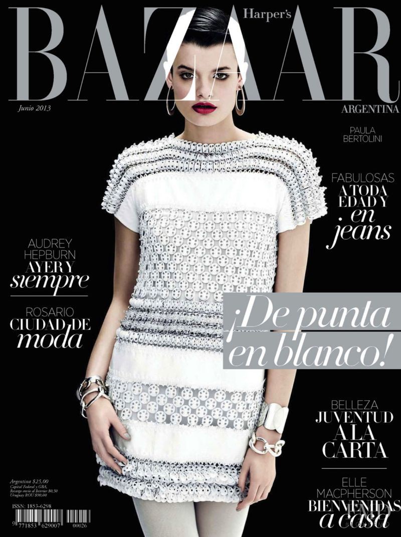 Paula Bertolini featured on the Harper\'s Bazaar Argentina cover from June 2013