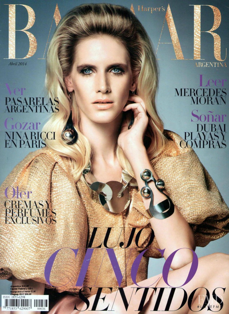 Romina Lanaro featured on the Harper\'s Bazaar Argentina cover from April 2014