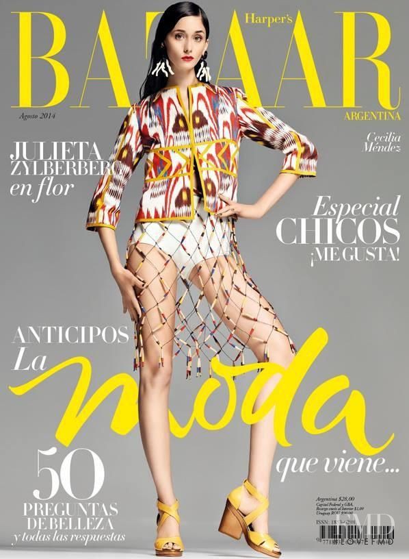 Cecilia Méndez featured on the Harper\'s Bazaar Argentina cover from August 2014