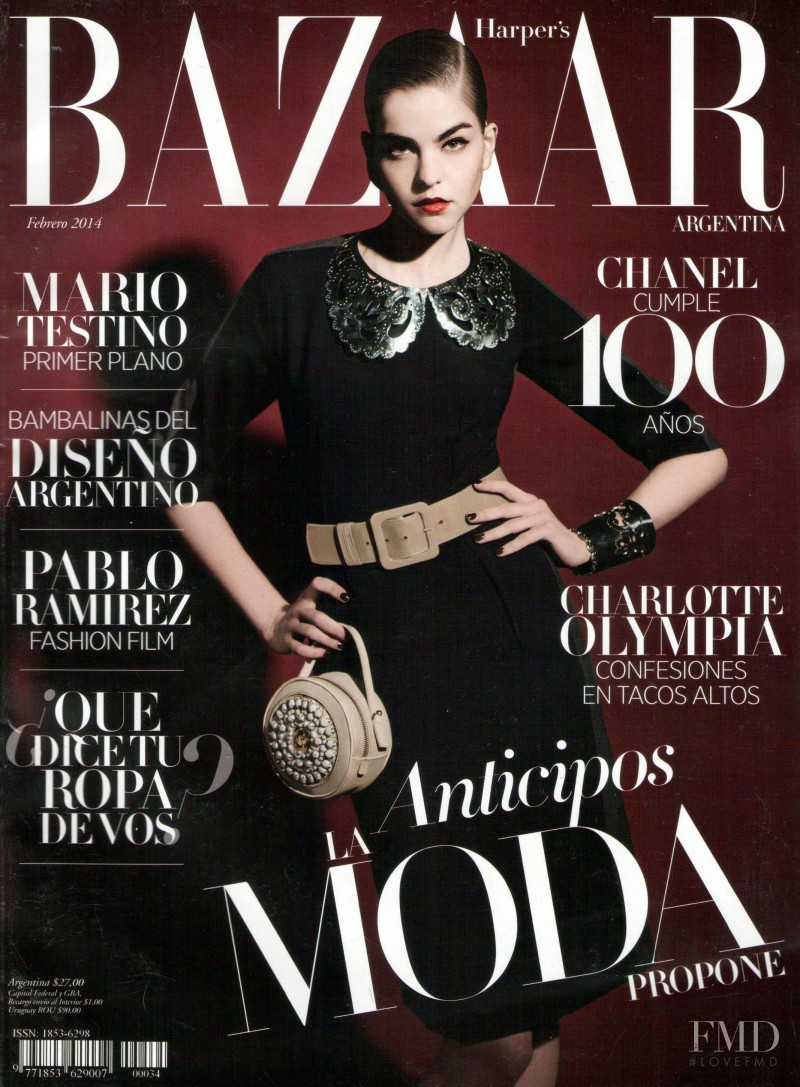 Valeriane Le Moi featured on the Harper\'s Bazaar Argentina cover from February 2014