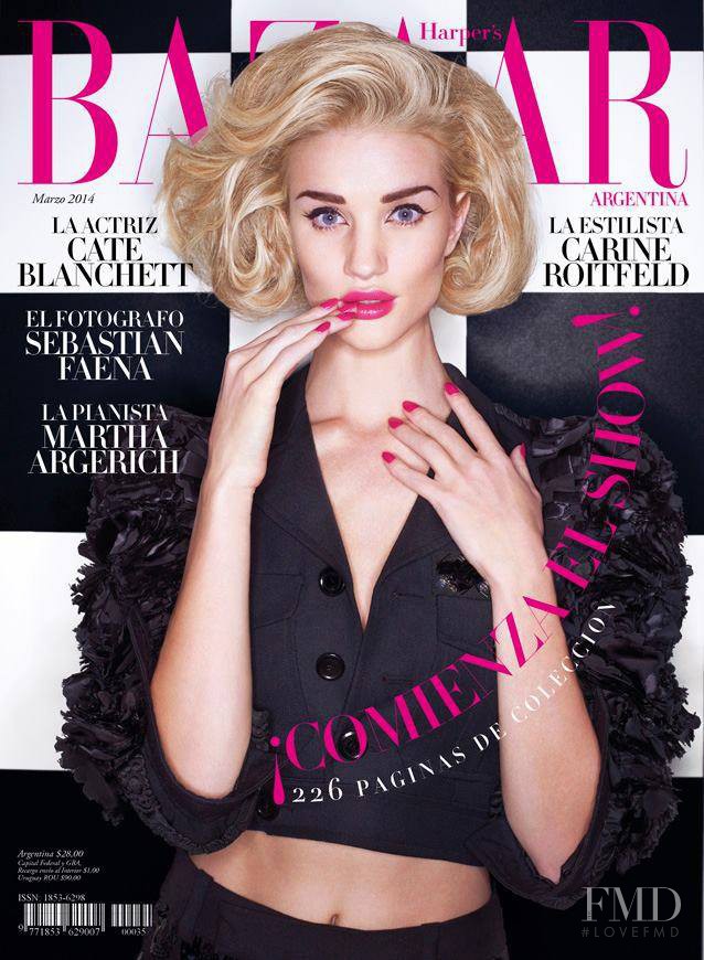 Rosie Huntington-Whiteley featured on the Harper\'s Bazaar Argentina cover from March 2014