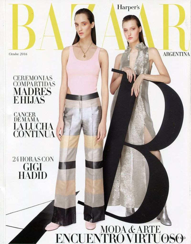 Valentina Wende featured on the Harper\'s Bazaar Argentina cover from October 2016