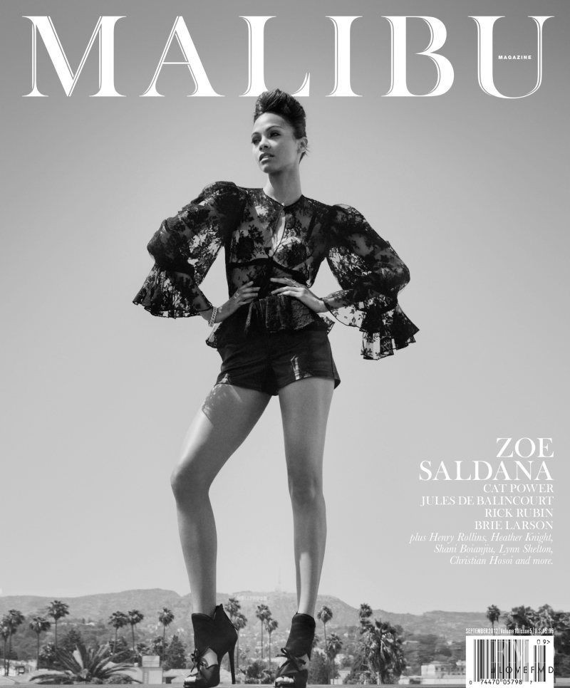 Zoe Saldana featured on the Malibu Magazine cover from September 2012