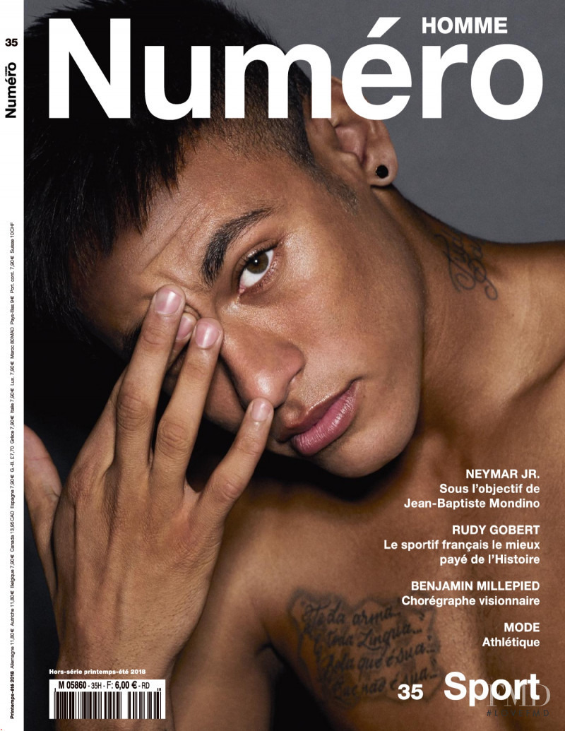 Neymar Jr.  featured on the Numéro Homme cover from February 2018