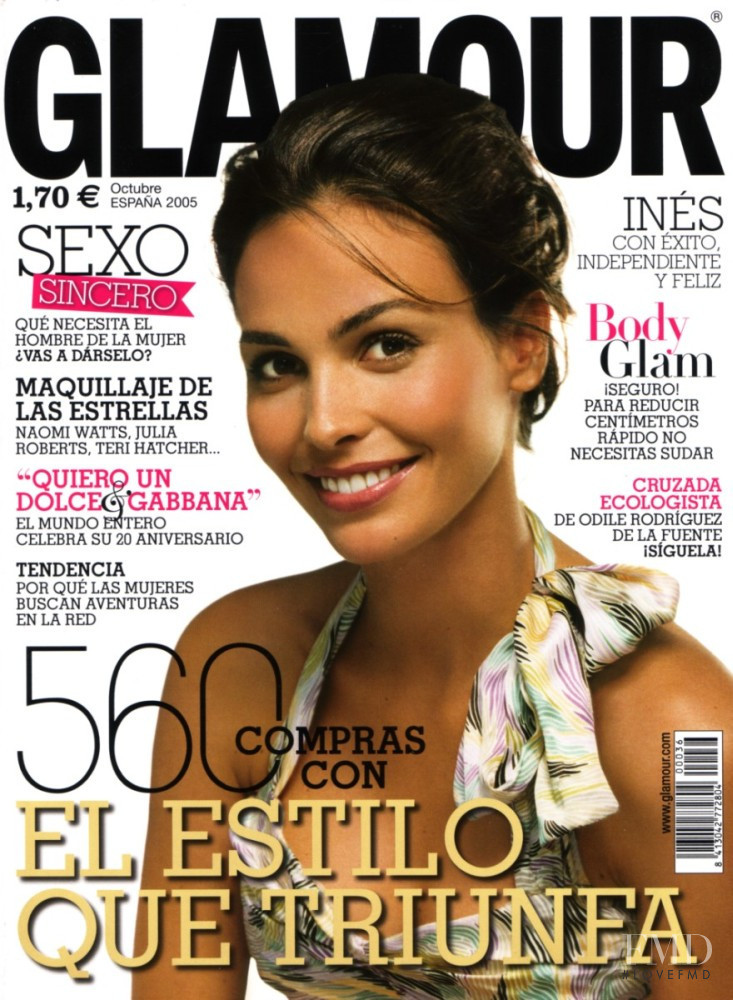 Ines Sastre featured on the Glamour Spain cover from October 2005