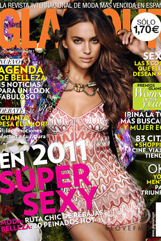 Irina Shayk featured on the Glamour Spain cover from January 2011