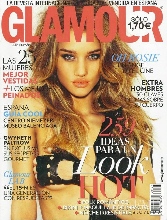 Rosie Huntington-Whiteley featured on the Glamour Spain cover from July 2011