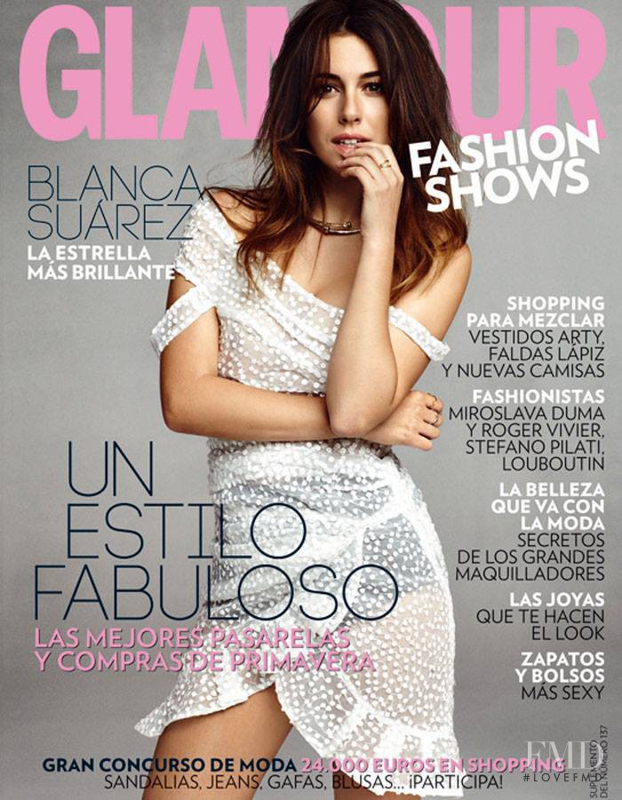 Blanca Suárez featured on the Glamour Spain cover from March 2014