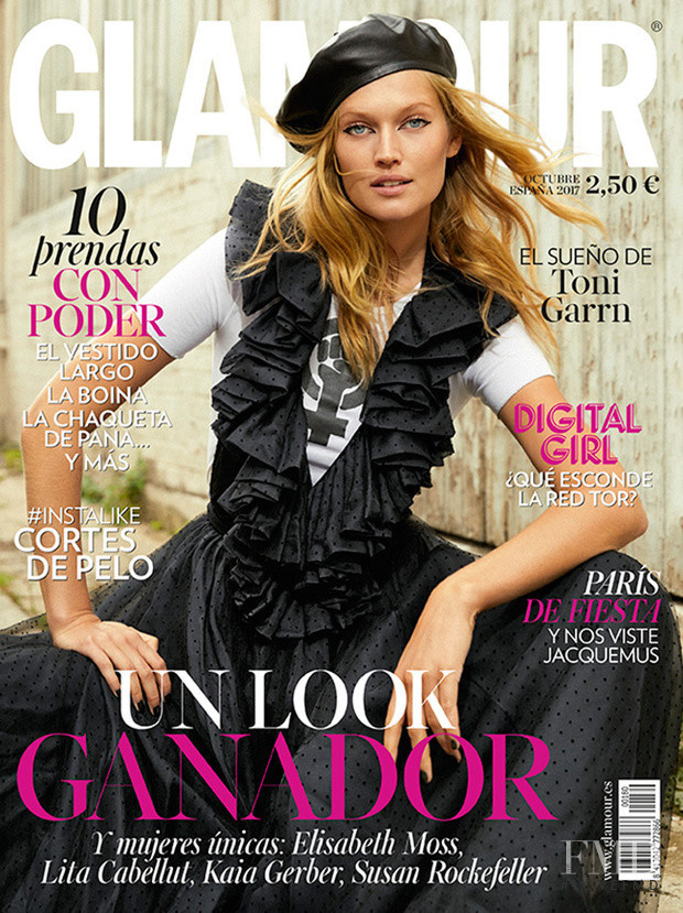 Toni Garrn featured on the Glamour Spain cover from October 2017