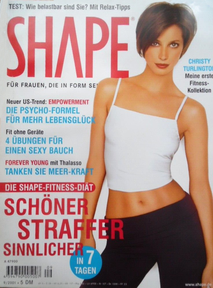 Christy Turlington featured on the Shape Germany cover from September 2001