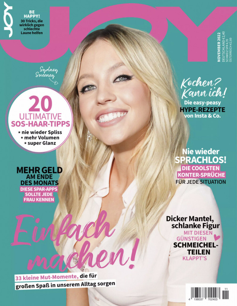 Sydney Sweeney featured on the JOY Germany cover from November 2022