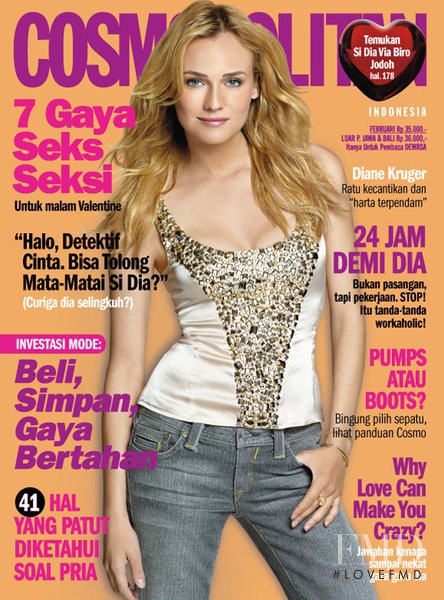 Diane Heidkruger featured on the Cosmopolitan Indonesia cover from February 2008