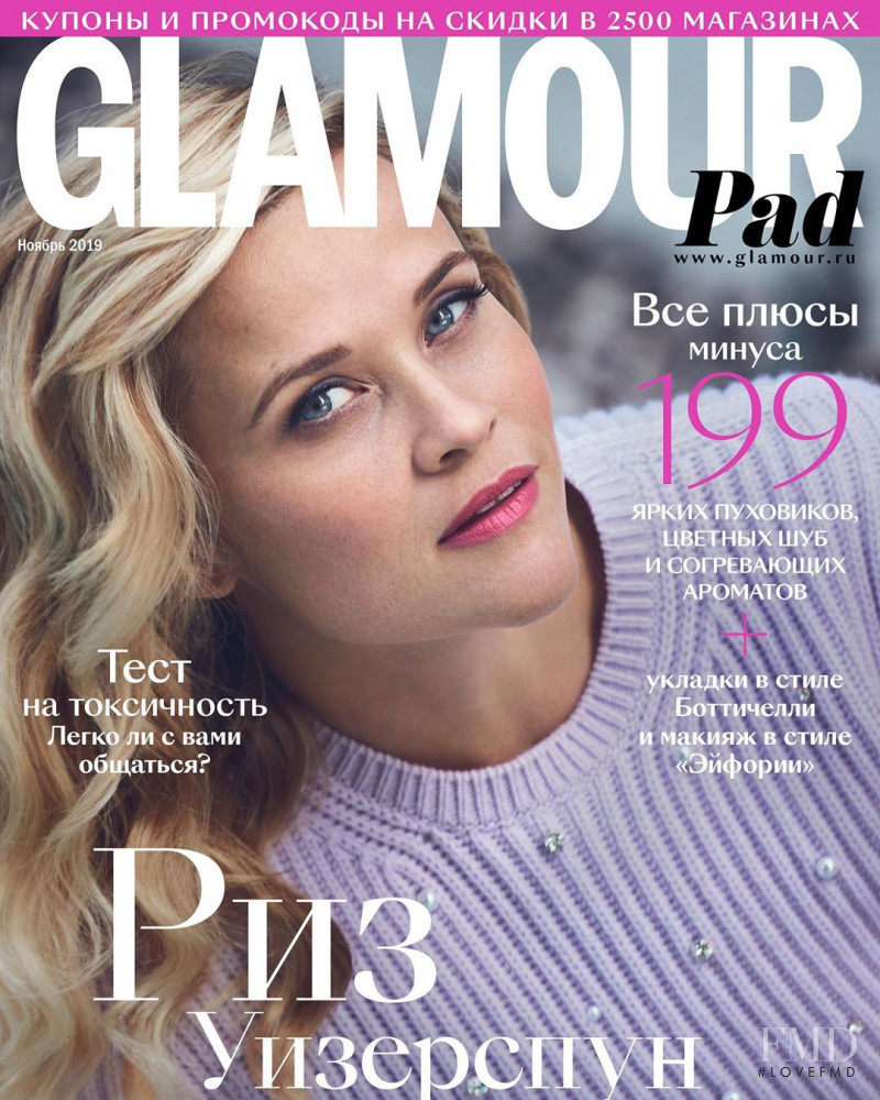 Reese Witherspoon featured on the Glamour Russia cover from November 2019