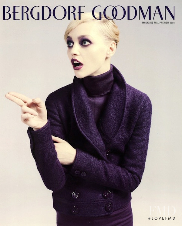 Sasha Pivovarova featured on the Bergdorf Goodman Magazine cover from August 2008