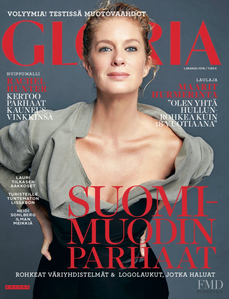 Rachel Hunter featured on the Gloria Finland cover from October 2018