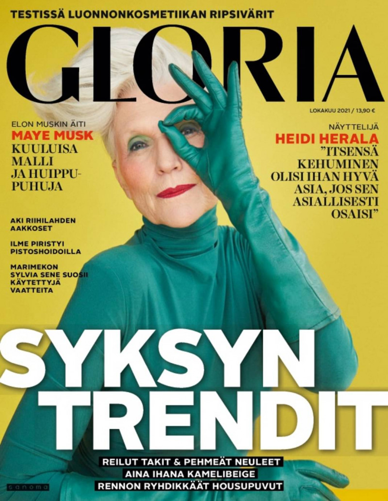 Maye Musk featured on the Gloria Finland cover from October 2021