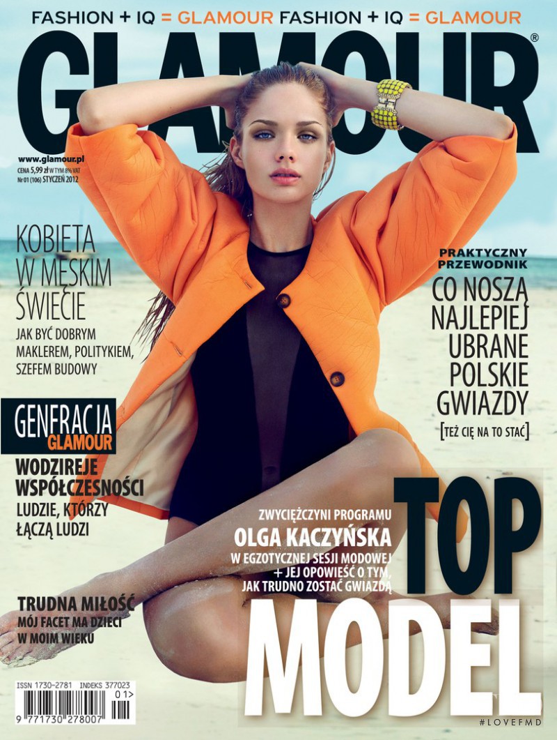 Olga Kaczynska featured on the Glamour Poland cover from January 2012