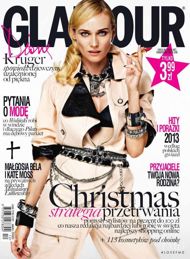 Diane Heidkruger featured on the Glamour Poland cover from December 2013