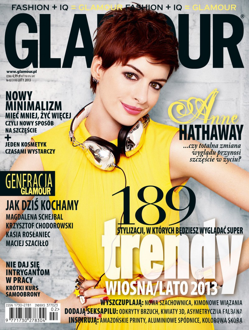 Anne Hathaway featured on the Glamour Poland cover from February 2013