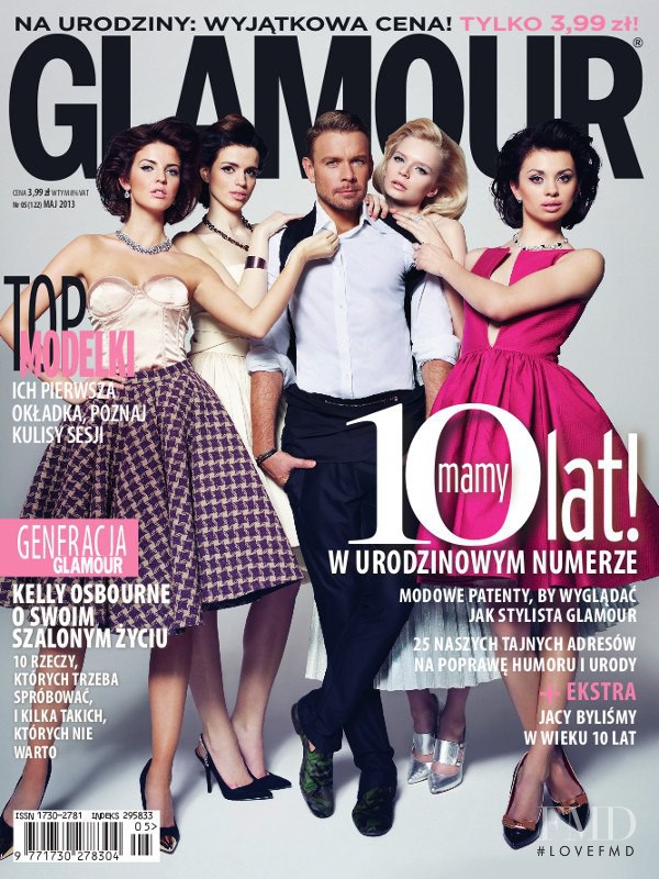 Dawid Wolinski, Justyna Pawlicka, Anna Koryto, Tamara Subbotko, Marta Zimlinska featured on the Glamour Poland cover from May 2013