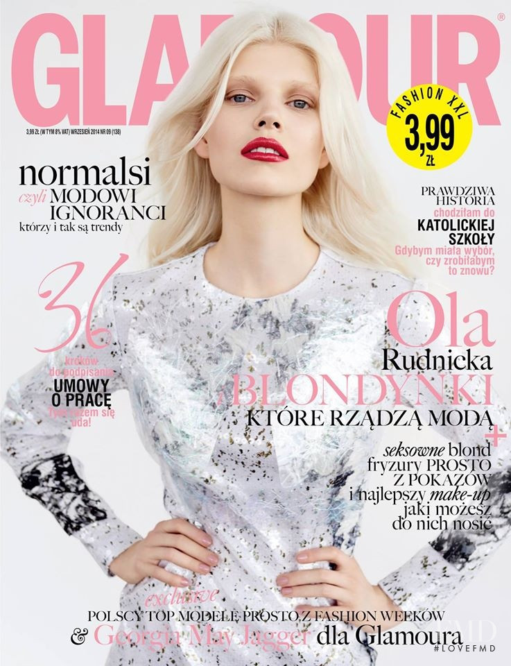 Ola Rudnicka featured on the Glamour Poland cover from September 2014