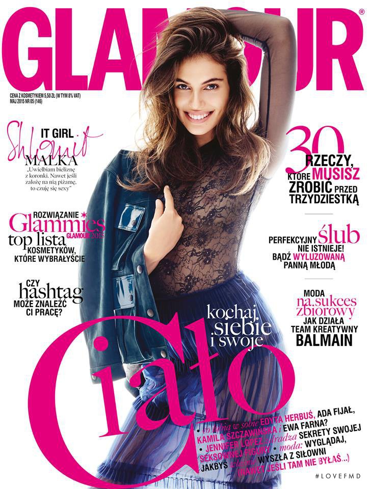 Shlomit Malka featured on the Glamour Poland cover from May 2015