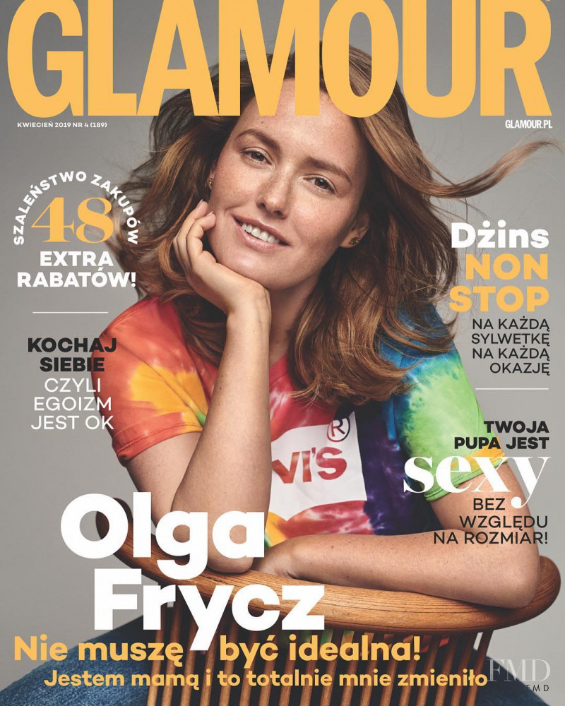 Olga Frycz featured on the Glamour Poland cover from April 2019
