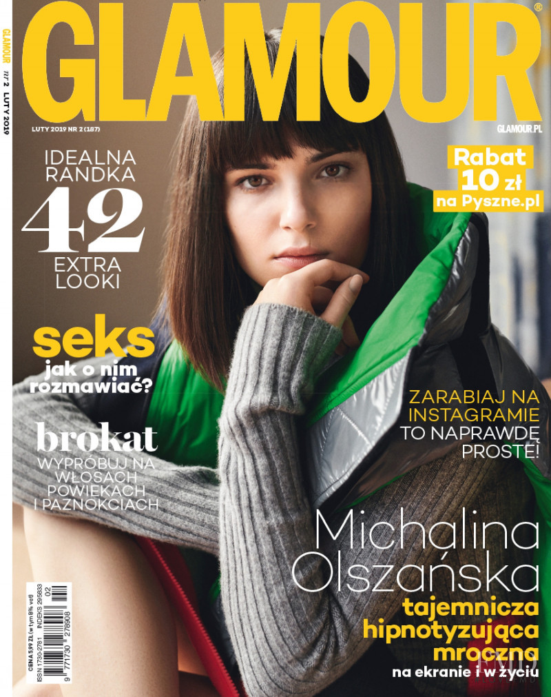 Michalina Olszanska featured on the Glamour Poland cover from February 2019
