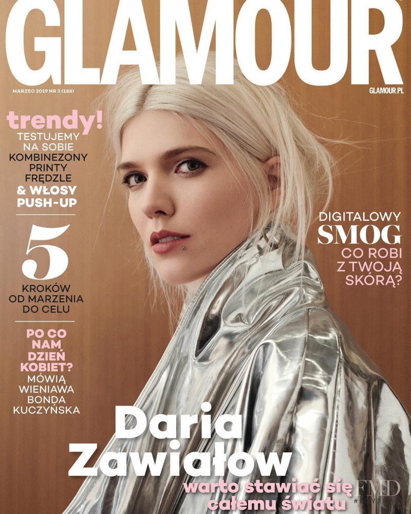 Daria Zawia?ow featured on the Glamour Poland cover from March 2019