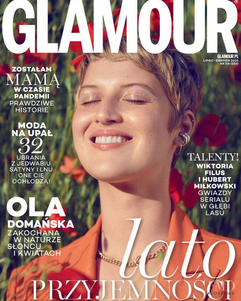 Aleksandra Domanska featured on the Glamour Poland cover from July 2020