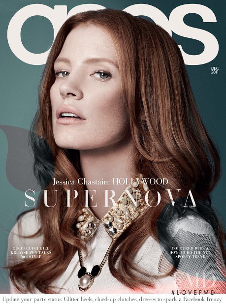 Jessica Chastain featured on the asos cover from December 2011