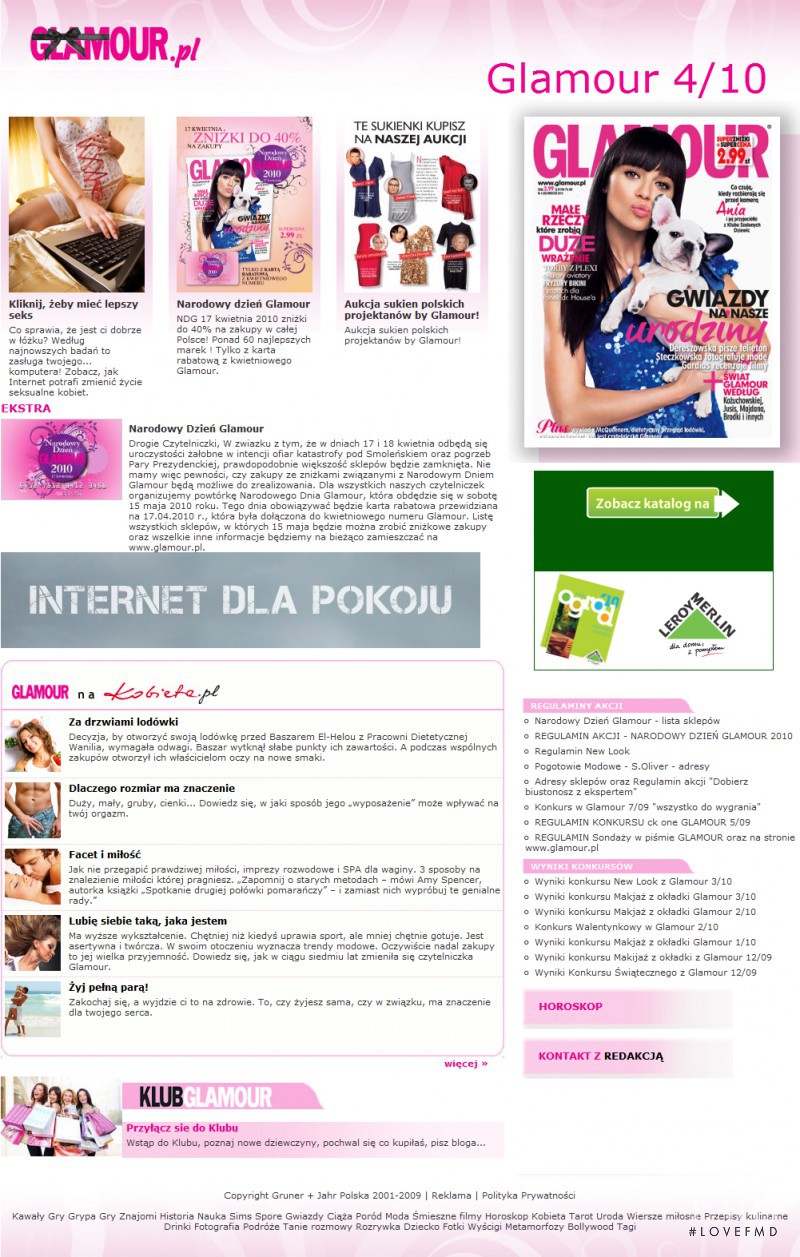  featured on the Glamour.pl screen from April 2010