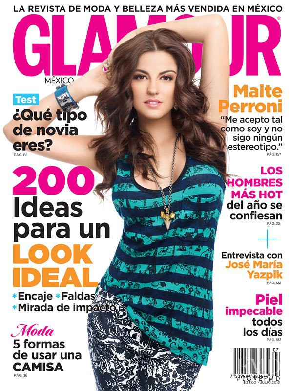 Maite Perroni featured on the Glamour Mexico cover from July 2012