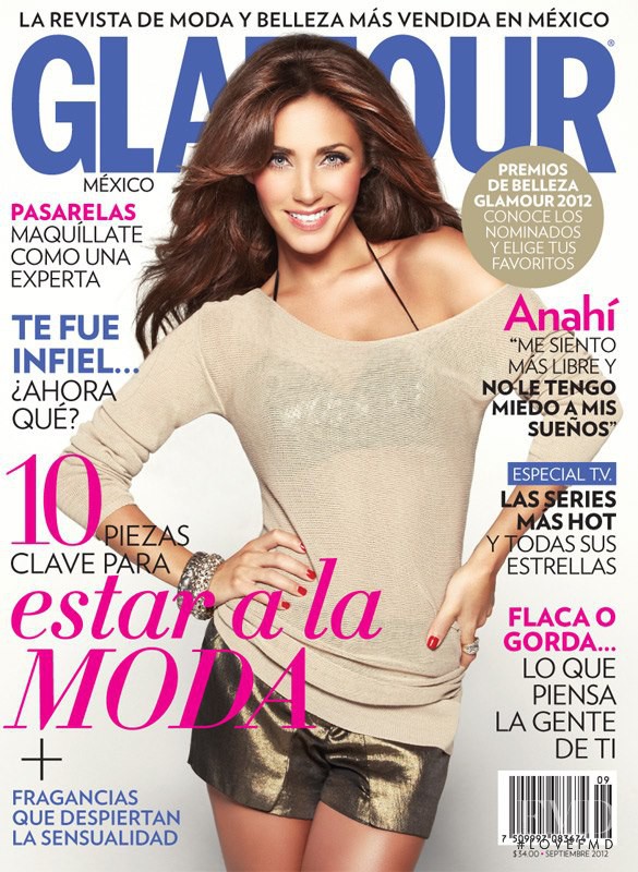 Anahi featured on the Glamour Mexico cover from September 2012