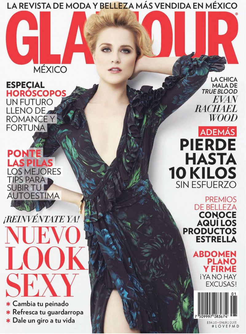 Evan Rachel Wood featured on the Glamour Mexico cover from January 2013