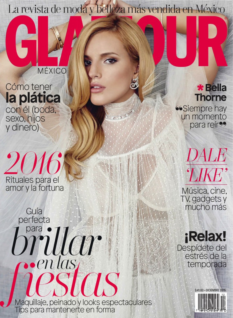 Bella Thorne featured on the Glamour Mexico cover from December 2015