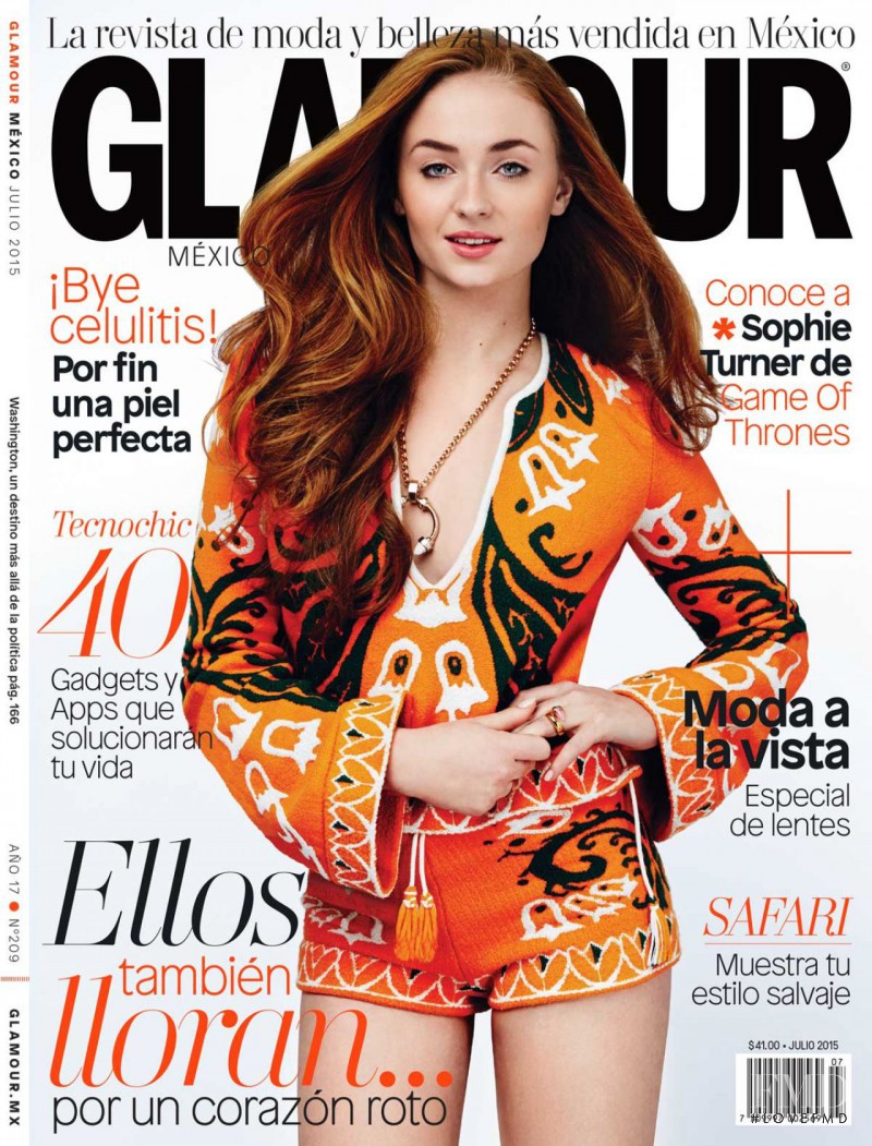 Sophie Turner featured on the Glamour Mexico cover from July 2015