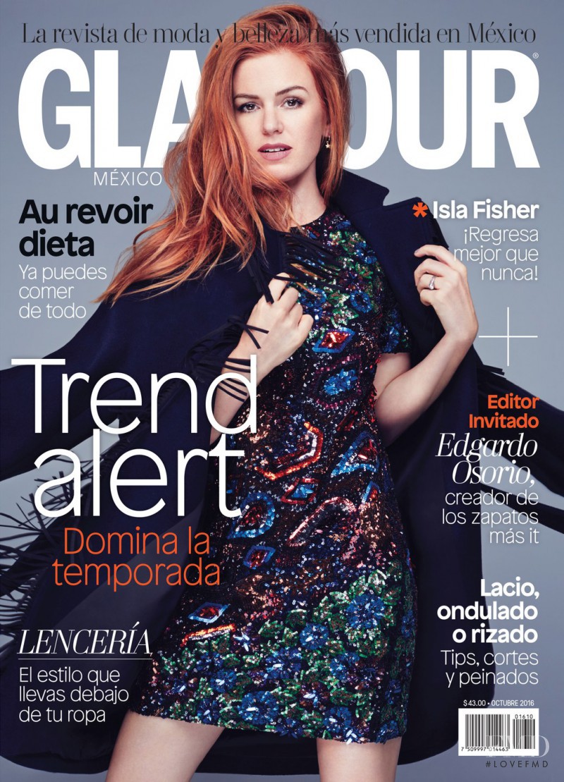 Isla Fisher featured on the Glamour Mexico cover from October 2016