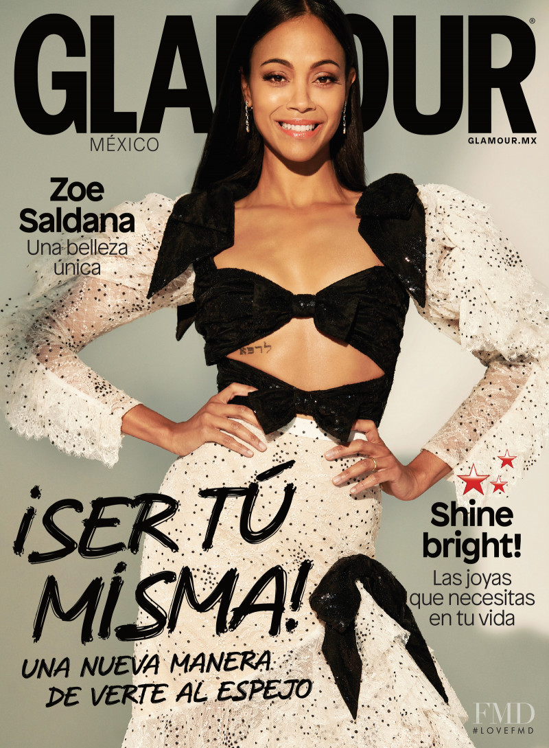 Zoe Saldana featured on the Glamour Mexico cover from April 2018