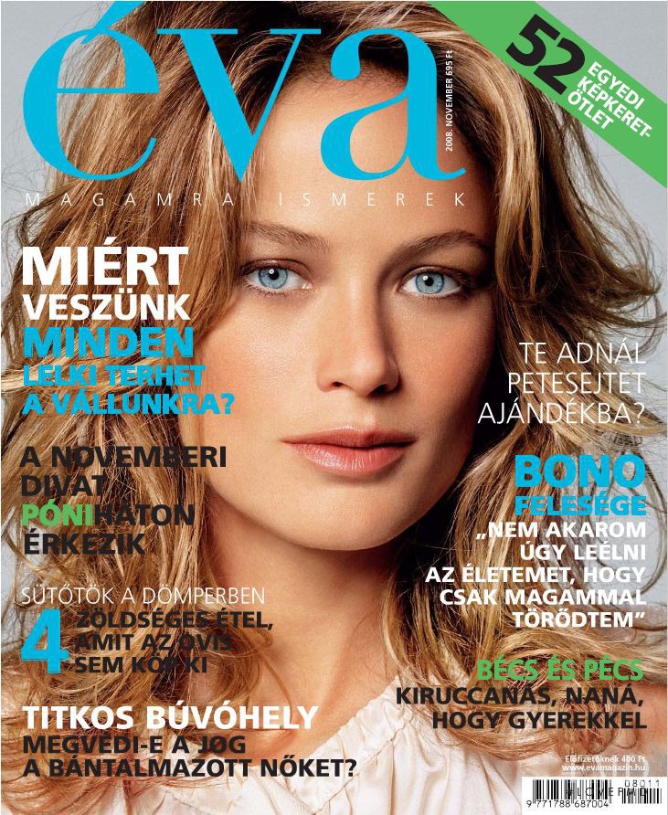 Carolyn Murphy featured on the Éva Hungary cover from November 2008