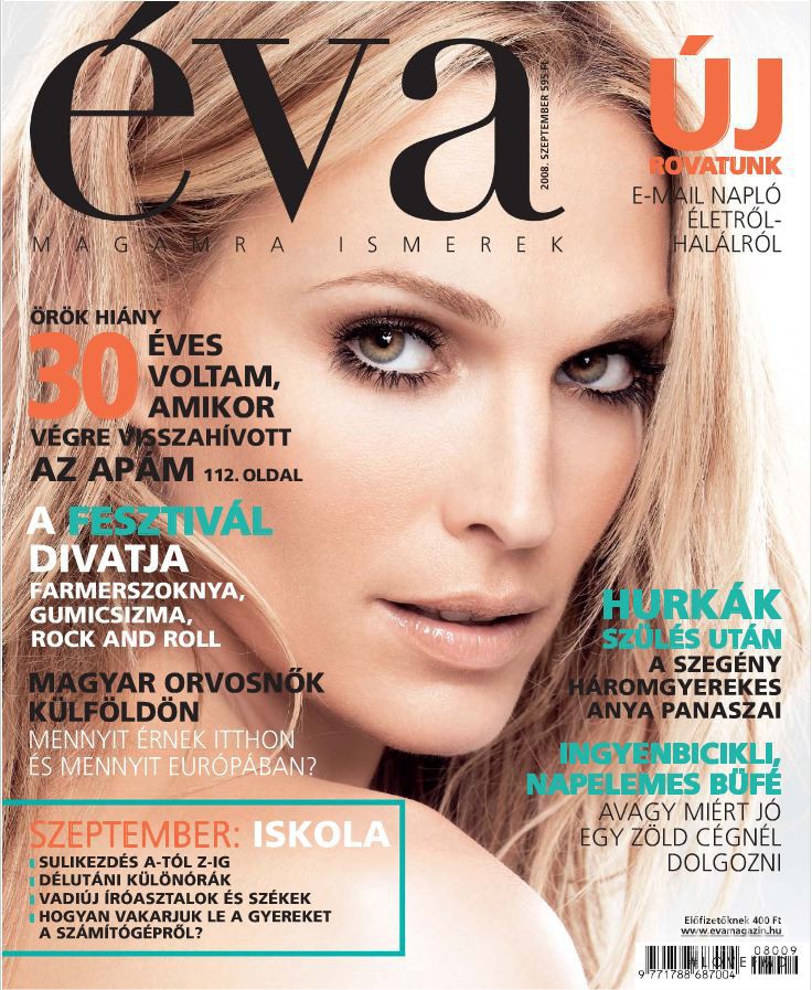 Molly Sims featured on the Éva Hungary cover from September 2008