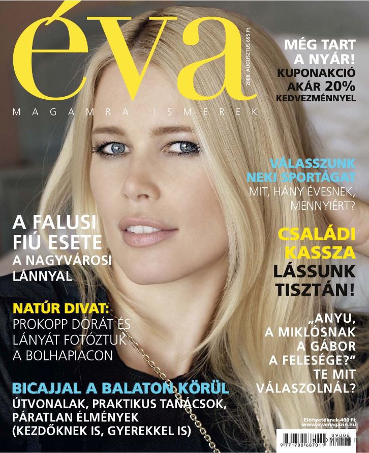 Claudia Schiffer featured on the Éva Hungary cover from August 2009